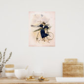 Vrouw met fiets op Riverside Drive, New York Poster (Keuken)