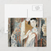 Vrouw met Floral Hairpin Briefkaart (Voorkant / Achterkant)