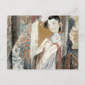 Vrouw met Floral Hairpin Briefkaart (Voorkant)