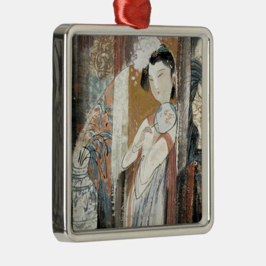 Vrouw met Floral Hairpin Metalen Ornament (Rechts)