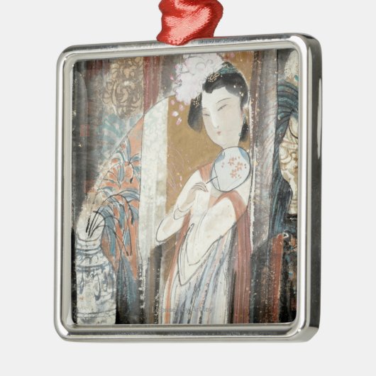 Vrouw met Floral Hairpin Metalen Ornament (Links)