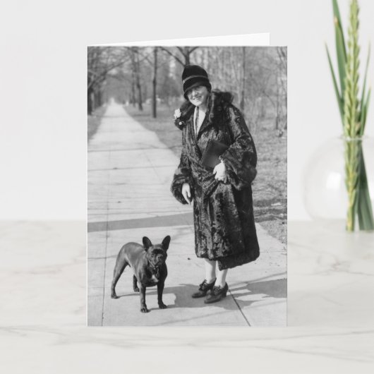 Vrouw met Franse Bulldog, jaren 1920 Kaart (Voorkant)