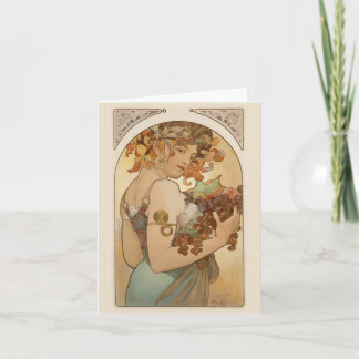 Vrouw met Fruit Feestdagen Kaart