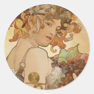 Vrouw met Fruit Ronde Sticker