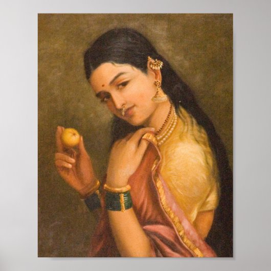 Vrouw met fruit van Raja Ravi Varma Poster (Voorkant)