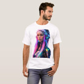 Vrouw met futuristische schoonheid t-shirt (Voorkant volledig)