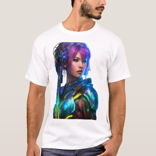 Vrouw met futuristische schoonheid t-shirt (Voorkant)