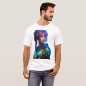 Vrouw met futuristische schoonheid t-shirt (Voorkant volledig)