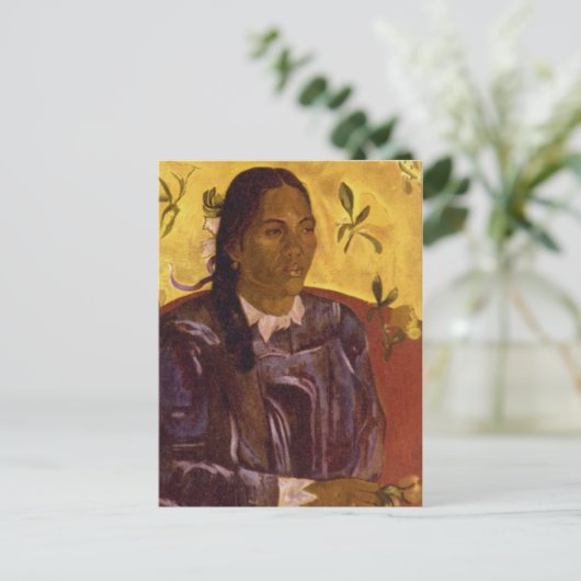 Vrouw met Gardenia door Paul Gauguin Briefkaart (Staand voorkant)