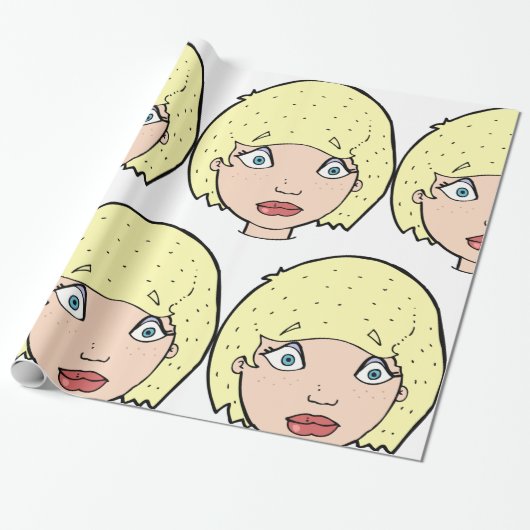 Vrouw met geel haar cadeaupapier (Uitgerold)