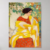 Vrouw met geel sjaal  portret poster (Voorkant)