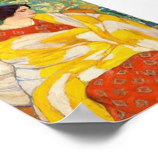 Vrouw met geel sjaal portret poster (Hoek)