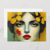 Vrouw met gele bloemen briefkaart (Voorkant / Achterkant)