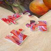 Vrouw met gemengd fruit en bloemendecoratie legpuzzel (Zijkant)