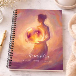 Vrouw met gepersonaliseerde reflecties van licht notitieboek