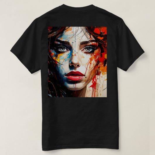 Vrouw met geschilderd gezicht t-shirt (Design achterkant)
