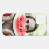 Vrouw met gesneden watermeloen Case-Mate iPhone case (Achterkant (horizontaal))