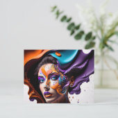 Vrouw met gietende verf Briefkaart (Staand voorkant)