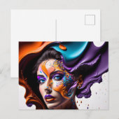 Vrouw met gietende verf Briefkaart (Voorkant / Achterkant)