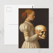 Vrouw met gigantische schedel  schilderij briefkaart (Voorkant / Achterkant)