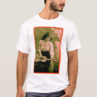 Vrouw met gitaar t-shirt