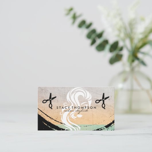 Vrouw met golvend haar | Schaar Visitekaartje (Staand voorkant)