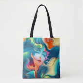 Vrouw met Golvend Haar Tote Bag (Voorkant)