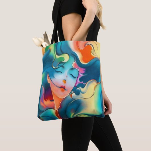 Vrouw met Golvend Haar Tote Bag (Dichtbij)
