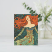 Vrouw Met Golvend Rood Haar Briefkaart (Staand voorkant)