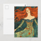 Vrouw Met Golvend Rood Haar Briefkaart (Voorkant / Achterkant)