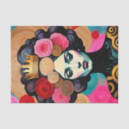 Vrouw met Gouden Kroon Decoupage Tissuepapier