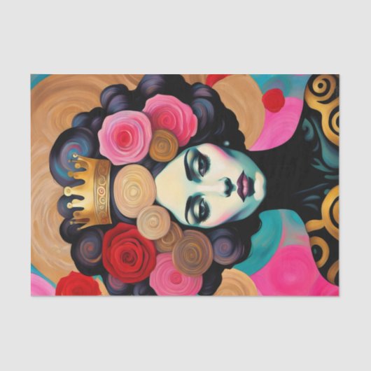 Vrouw met Gouden Kroon Decoupage Tissuepapier (Voorkant)