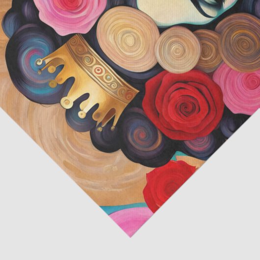 Vrouw met Gouden Kroon Decoupage Tissuepapier (Detail)