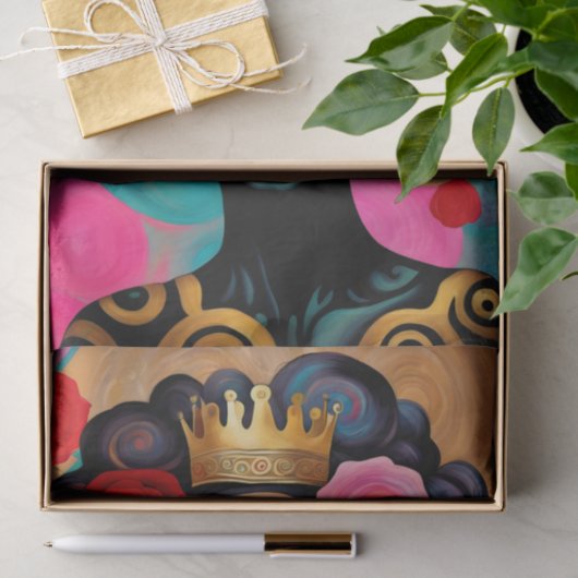 Vrouw met Gouden Kroon Decoupage Tissuepapier (Geschenk)