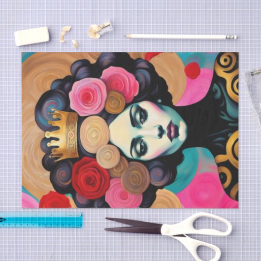 Vrouw met Gouden Kroon Decoupage Tissuepapier (Craft)