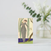 Vrouw met grijze taffetajurk visitekaartje (Staand voorkant)