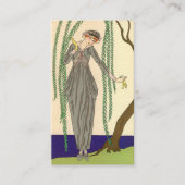 Vrouw met grijze taffetajurk visitekaartje (Voorkant)