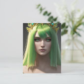 Vrouw met groen haar briefkaart (Staand voorkant)