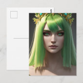 Vrouw met groen haar briefkaart (Voorkant / Achterkant)