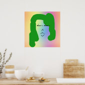 Vrouw met groen haar Poster (Keuken)