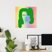 Vrouw met groen haar Poster (Thuiskantoor)