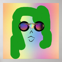 Vrouw met groen haar + zonnebril Leuk Poster