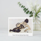 Vrouw met groene kousen van Egon Schiele Briefkaart (Staand voorkant)