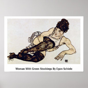 Vrouw met groene kousen van Egon Schiele Poster