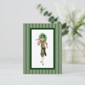 Vrouw met groene strepen van 1920 briefkaart (Staand voorkant)
