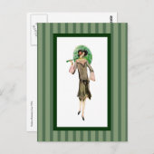 Vrouw met groene strepen van 1920 briefkaart (Voorkant / Achterkant)