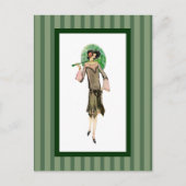 Vrouw met groene strepen van 1920 briefkaart (Voorkant)