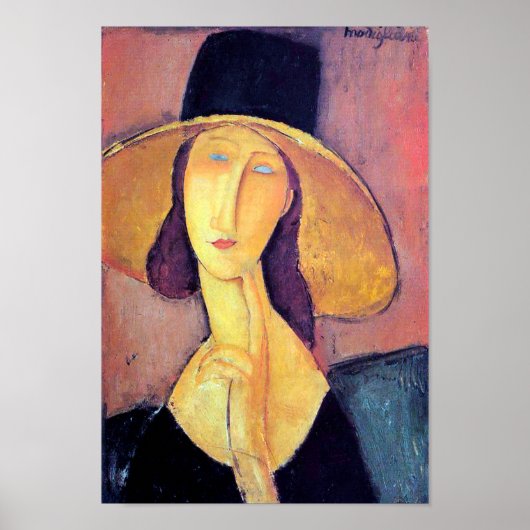 Vrouw met groot Pet, Modigliani Poster (Voorkant)