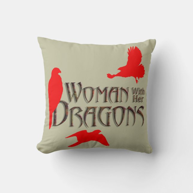 Vrouw met haar Draken Kussen (Voorkant)