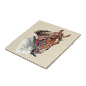 Vrouw met haar favoriete paard tegeltje (Zijkant)